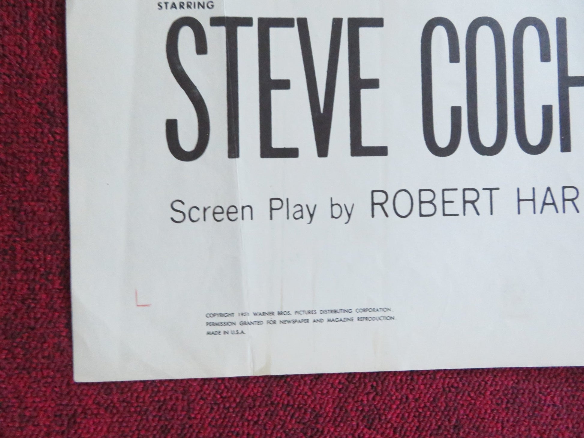 THE TANKS ARE COMING FOLDED US ONE SHEET POSTER STEVE COCHRAN PHILIP CAREY 1951 Rendezvous Cinema Movie posters