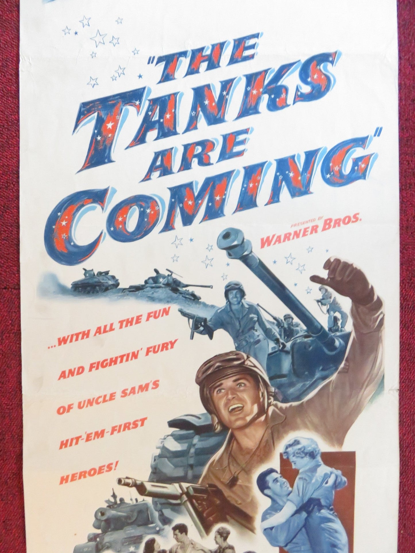 THE TANKS ARE COMING US INSERT (14"x 36") POSTER STEVE COCHRAN PHILIP CAREY 1951 Rendezvous Cinema Movie posters