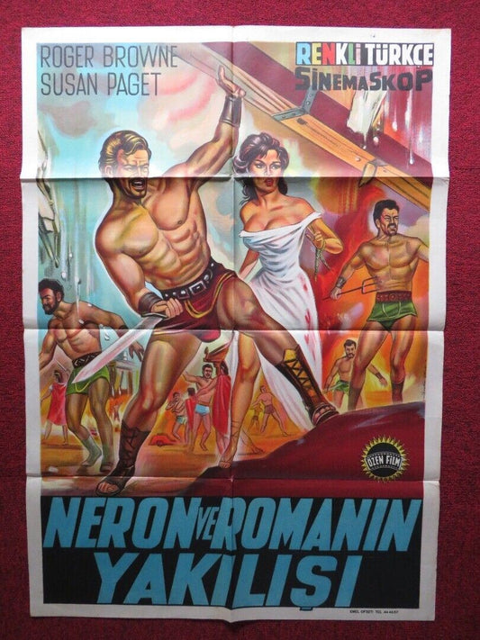 THE TEN GLADIATORS FOLDED TURKISH ONE SHEET POSTER ROGER BROWNE JOSE GECI 1963 Movie posters