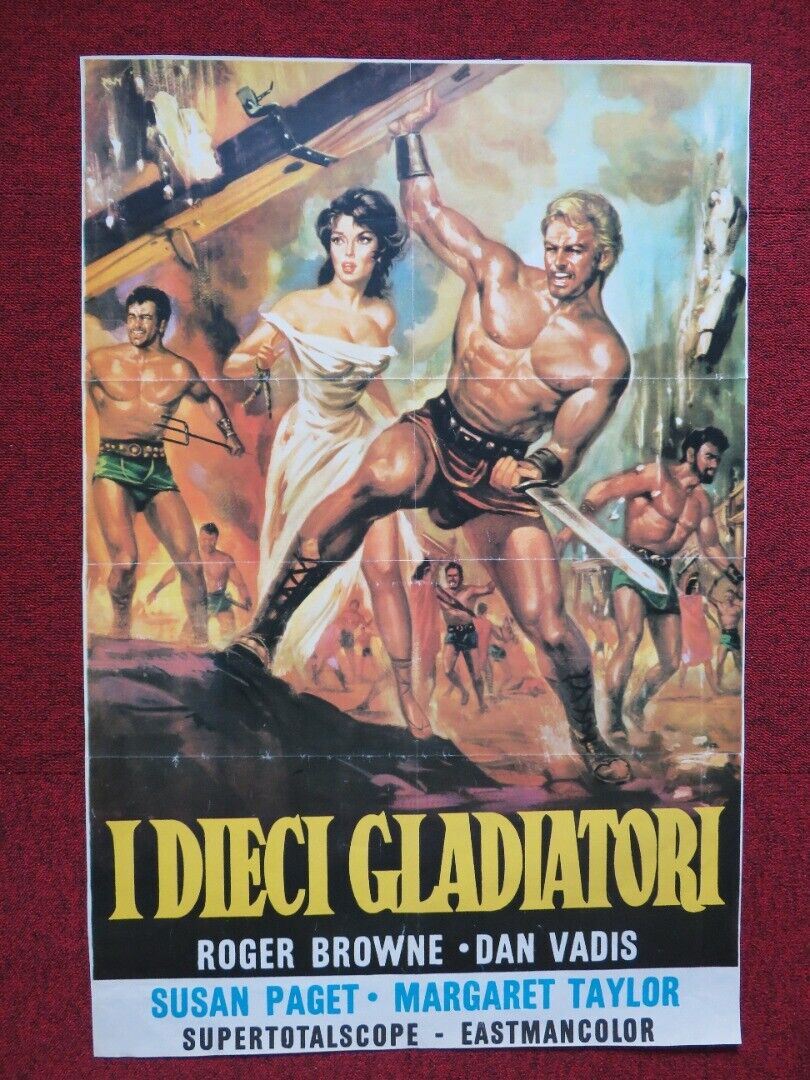 THE TEN GLADIATORS ITALIAN FOGLIO ROLLED POSTER ROGER BROWNE DAN VADIS 1963 Movie posters