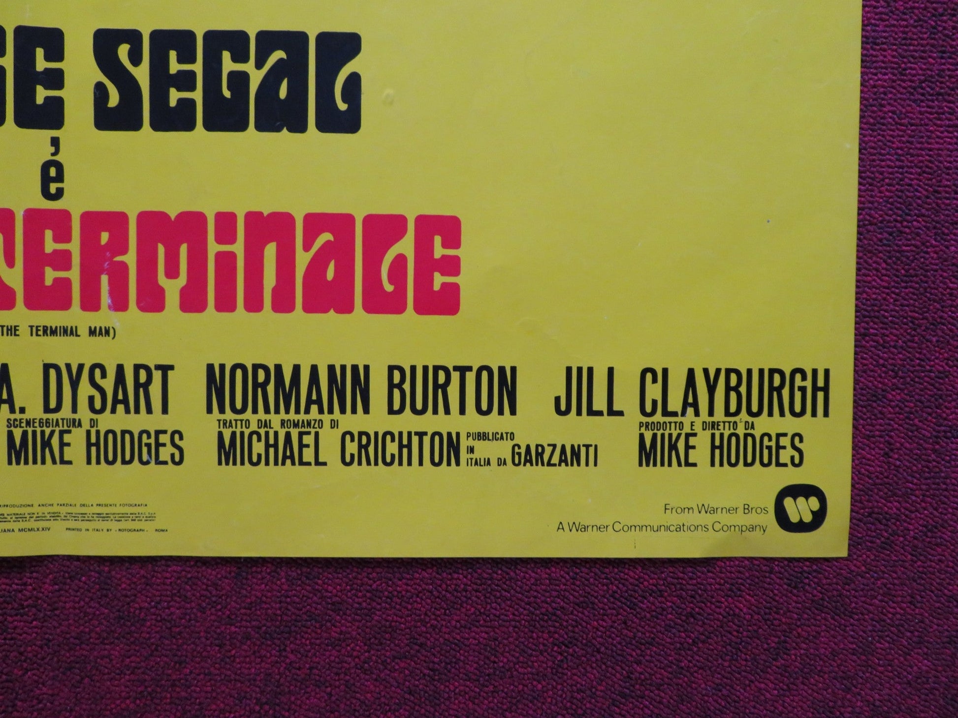 THE TERMINAL MAN ITALIAN FOGLIO POSTER GEORGE SEGAL JOAN HACKETT 1974 Rendezvous Cinema Movie posters