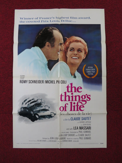 THE THINGS OF LIFE FOLDED US ONE SHEET POSTER ROMY SCHNEIDER M. PICCOLI 1970 Rendezvous Cinema Movie posters