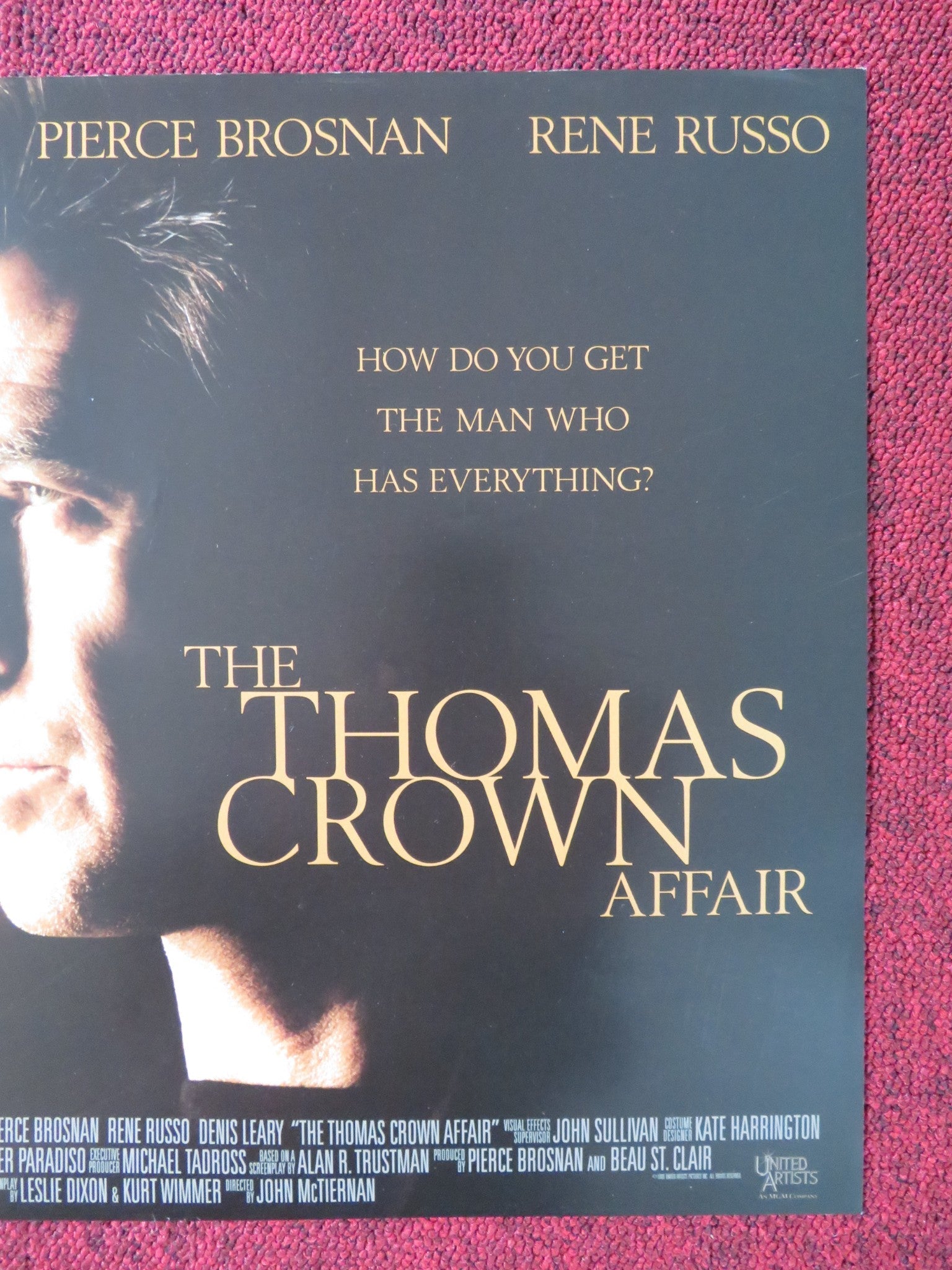 THE THOMAS CROWN AFFAIR - A UK MINI QUAD POSTER PIERCE BROSNAN RUSSO 1999 Rendezvous Cinema Movie posters