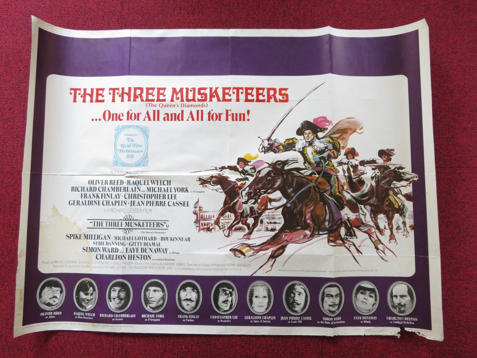 THE THREE MUSKETEERS UK QUAD POSTER FOLDED OLIVER REED RAQUEL WELCH 1973 Rendezvous Cinema Movie posters