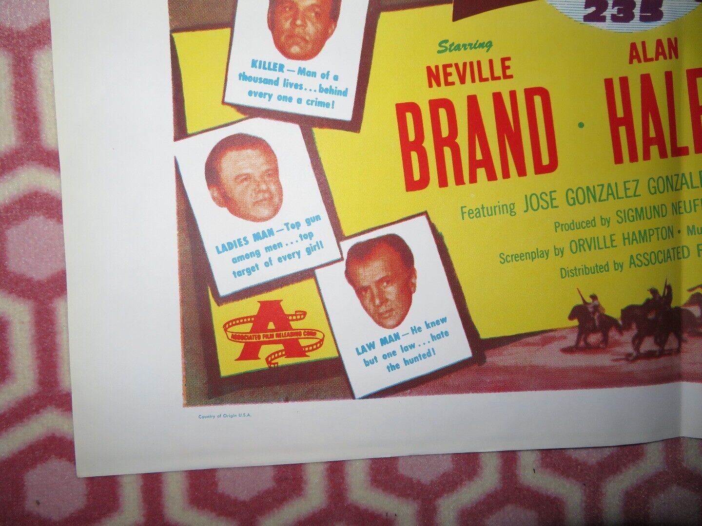 THE THREE OUTLAWS US ONE SHEET POSTER NEVILLE BRAND ALAN HALE 1956 Movie posters