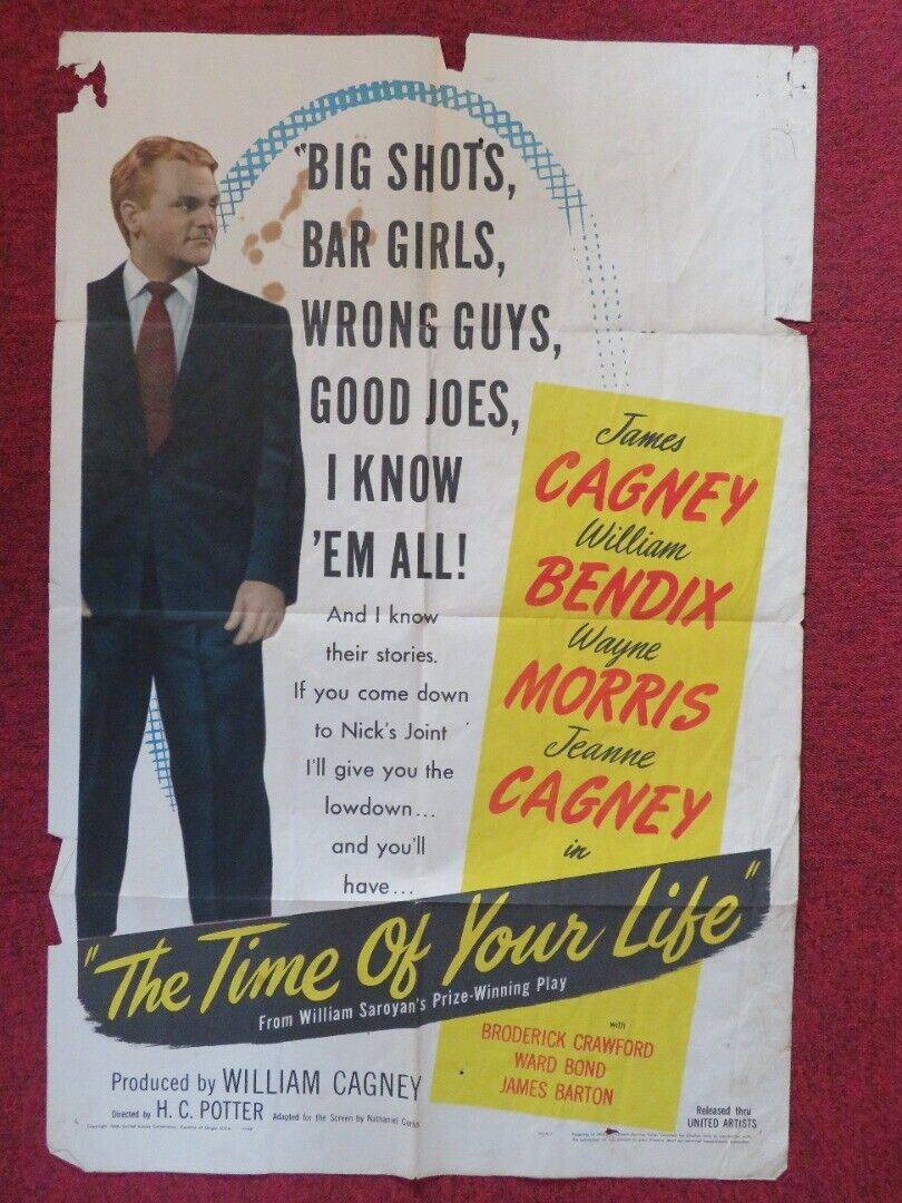 THE TIME OF YOUR LIFE FOLDED US ONE SHEET POSTER BRODERICK CRAWFRORD 1948 Movie posters