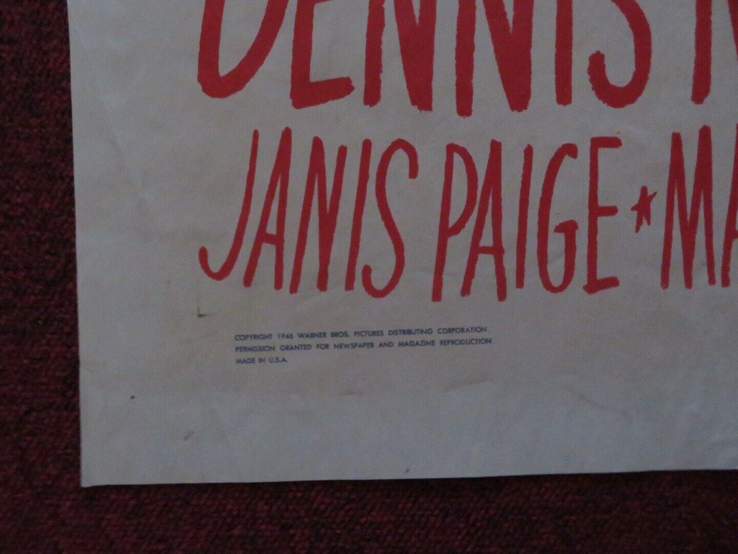 THE TIME THE PLACE AND THE GIRL FOLDED US ONE SHEET POSTER DENNIS MORGAN 1946 Movie posters