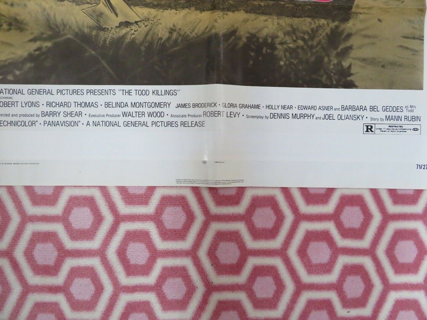 THE TODD KILLINGS US ONE SHEET POSTER FOLDED 1971 ROBERT LYONS TRUE Movie posters