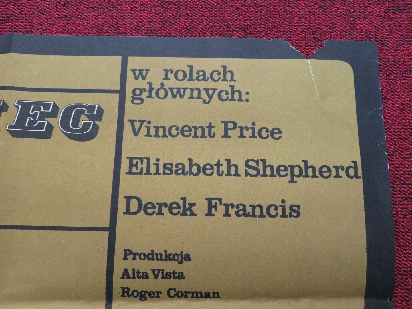 THE TOMB OF LIGEIA FOLDED POLISH ONE SHEET 23" X 33" POSTER VINCENT PRICE 1964 - Rendezvous Cinema