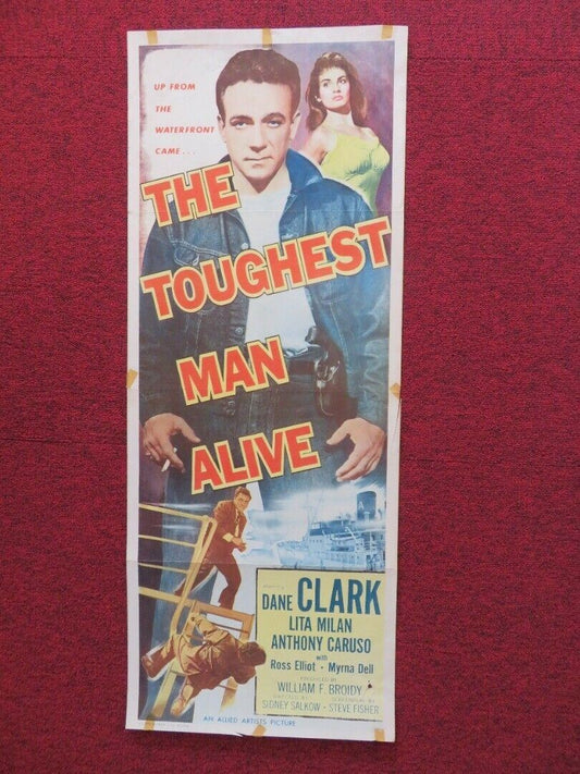 THE TOUGHEST MAN ALIVE US INSERT (14"x 36") POSTER DANE CLARK LITA MILAN 1955 Movie posters