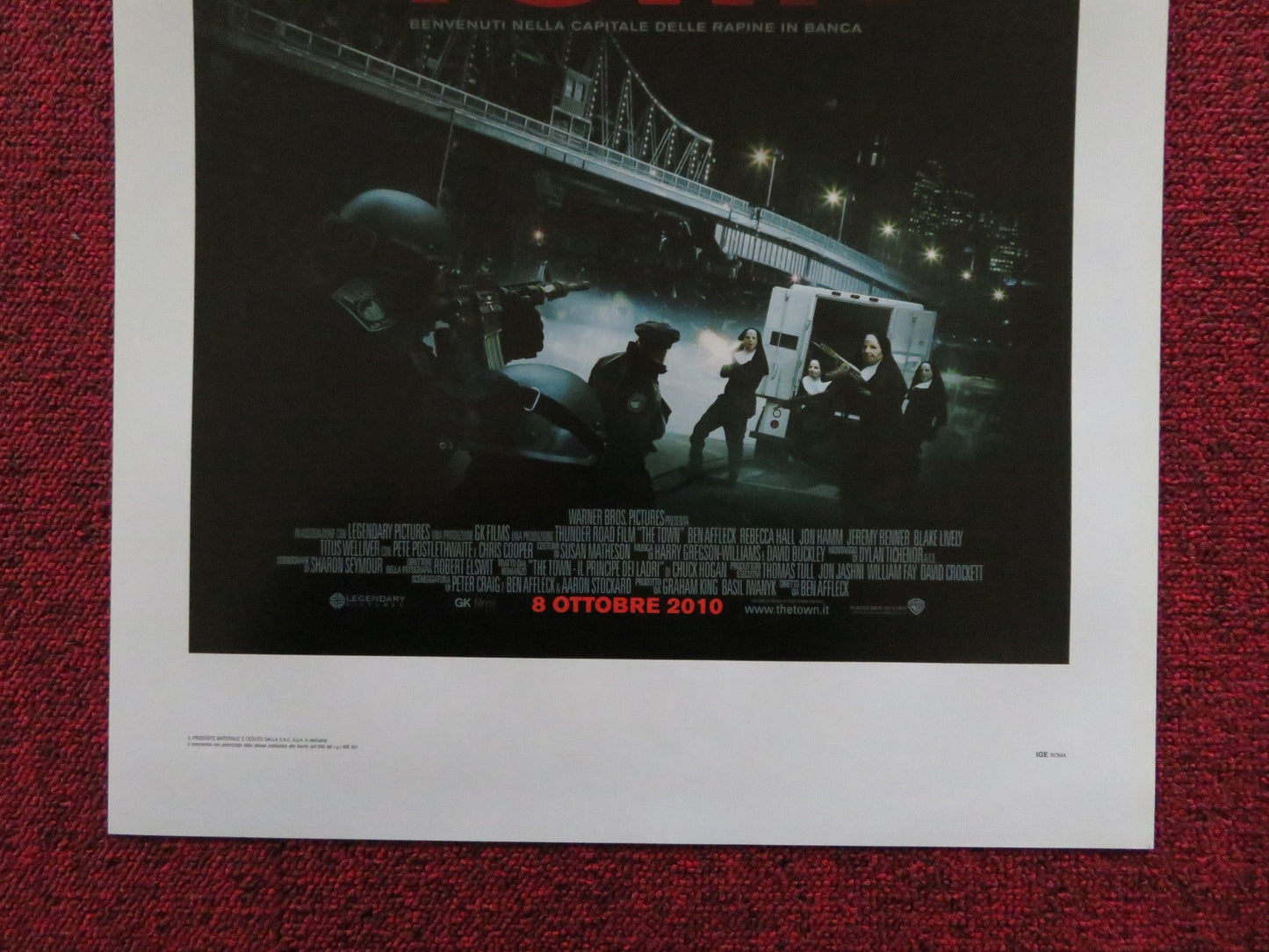 THE TOWN ITALIAN LOCANDINA POSTER BEN AFFLECK REBECCA HALL 2010 Rendezvous Cinema Movie posters