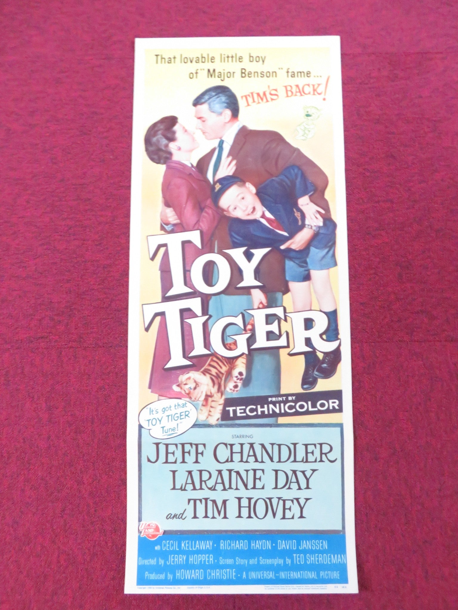 THE TOY TIGER US INSERT (14"x 36") POSTER JEFF CHANDLER LARAINE DAY 1956 Rendezvous Cinema Movie posters
