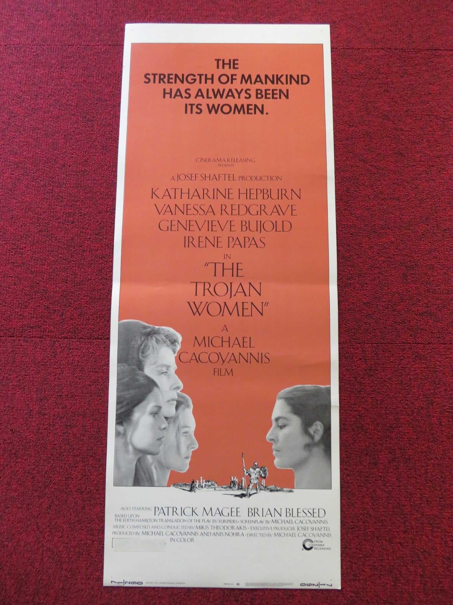 THE TROJAN WOMEN US INSERT (14"x 36") POSTER KATHERINE HEPBURN V. REDGRAVE 1971 Rendezvous Cinema Movie posters
