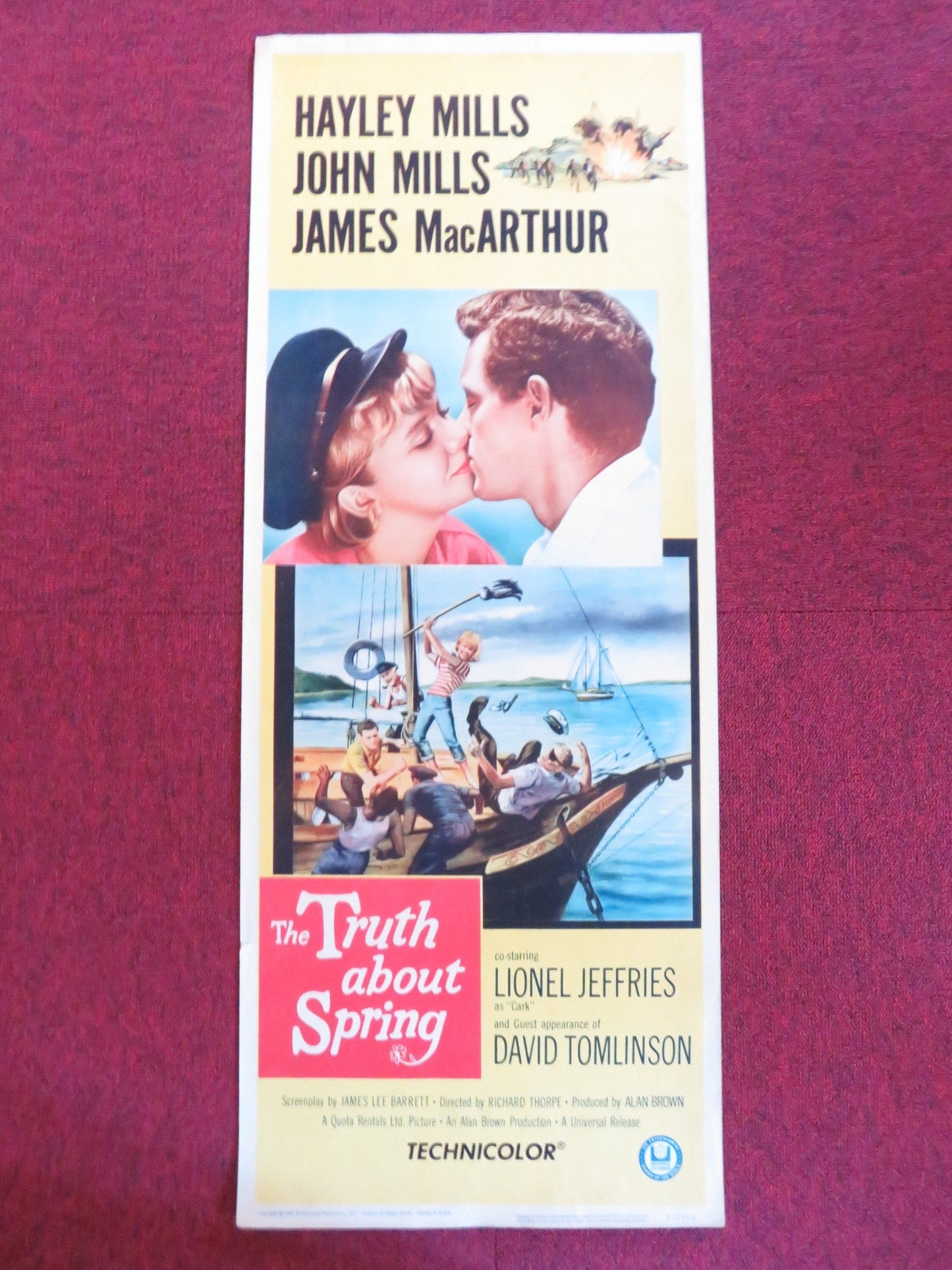 THE TRUTH ABOUT SPRING US INSERT (14"x 36") POSTER HAYLEY MILLS JOHN MILLS 1965 Rendezvous Cinema Movie posters
