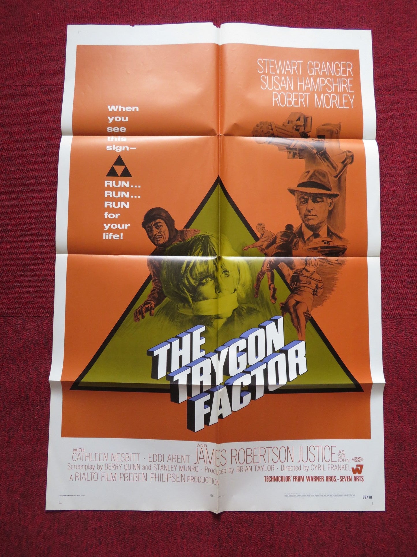 THE TRYGON FACTOR FOLDED US ONE SHEET POSTER STEWART GRANGER S. HAMPSHIRE 1968 Rendezvous Cinema Movie posters