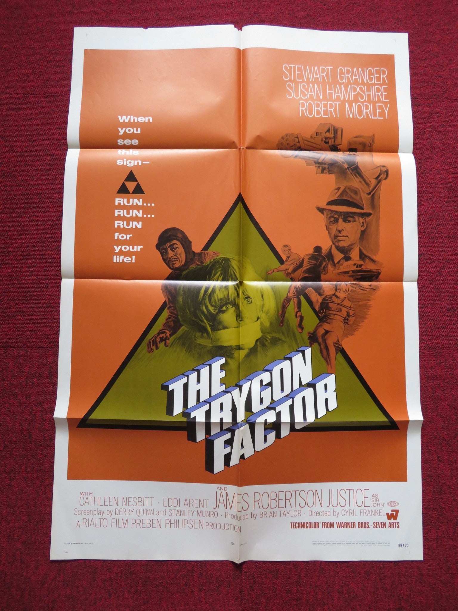 THE TRYGON FACTOR FOLDED US ONE SHEET POSTER STEWART GRANGER S. HAMPSHIRE 1968 Rendezvous Cinema Movie posters