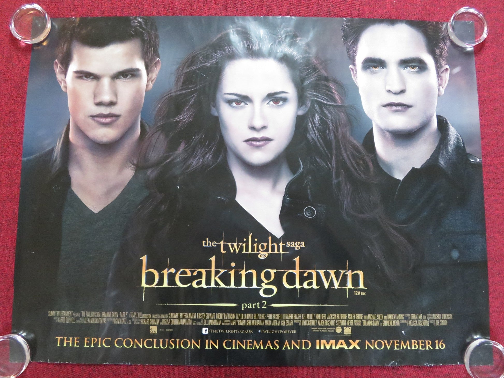 THE TWILIGHT SAGA: BREAKING DAWN - PART 2 UK QUAD (30"x 40") ROLLED POSTER 2012 Rendezvous Cinema Movie posters
