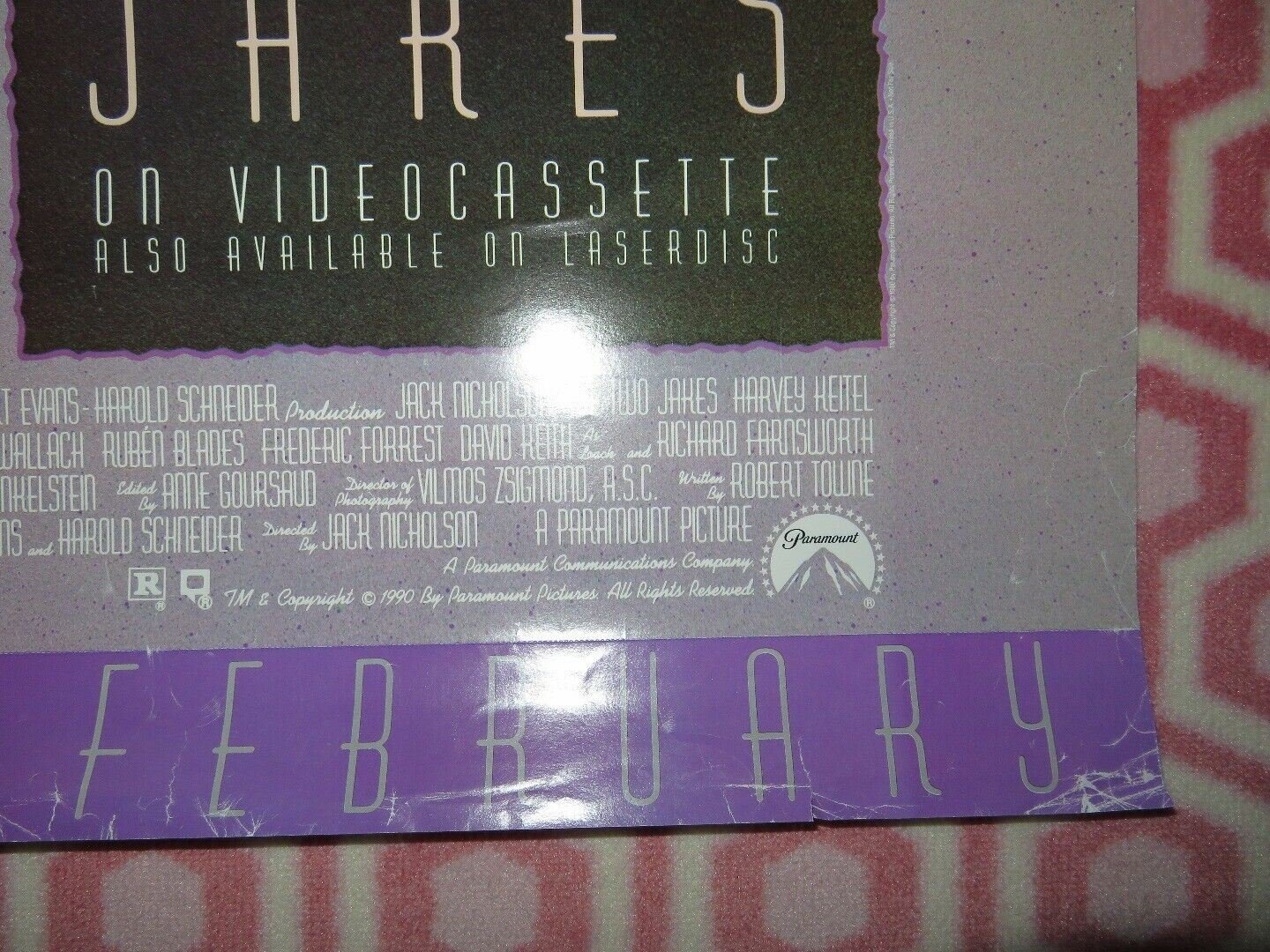 THE TWO JAKES US VIDEO POSTER ROLLED JACK NICHOLSON 1990 VHS Movie posters