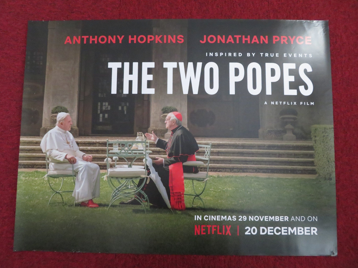 THE TWO POPES UK QUAD (30"x 40") ROLLED POSTER ANTHONY HOPKINS J.PRYCE 2019 Rendezvous Cinema Movie posters