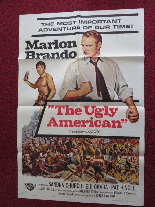 THE UGLY AMERICAN FOLDED US ONE SHEET POSTER MARLON BRANDO EJI OKADA 1963 Rendezvous Cinema Movie posters