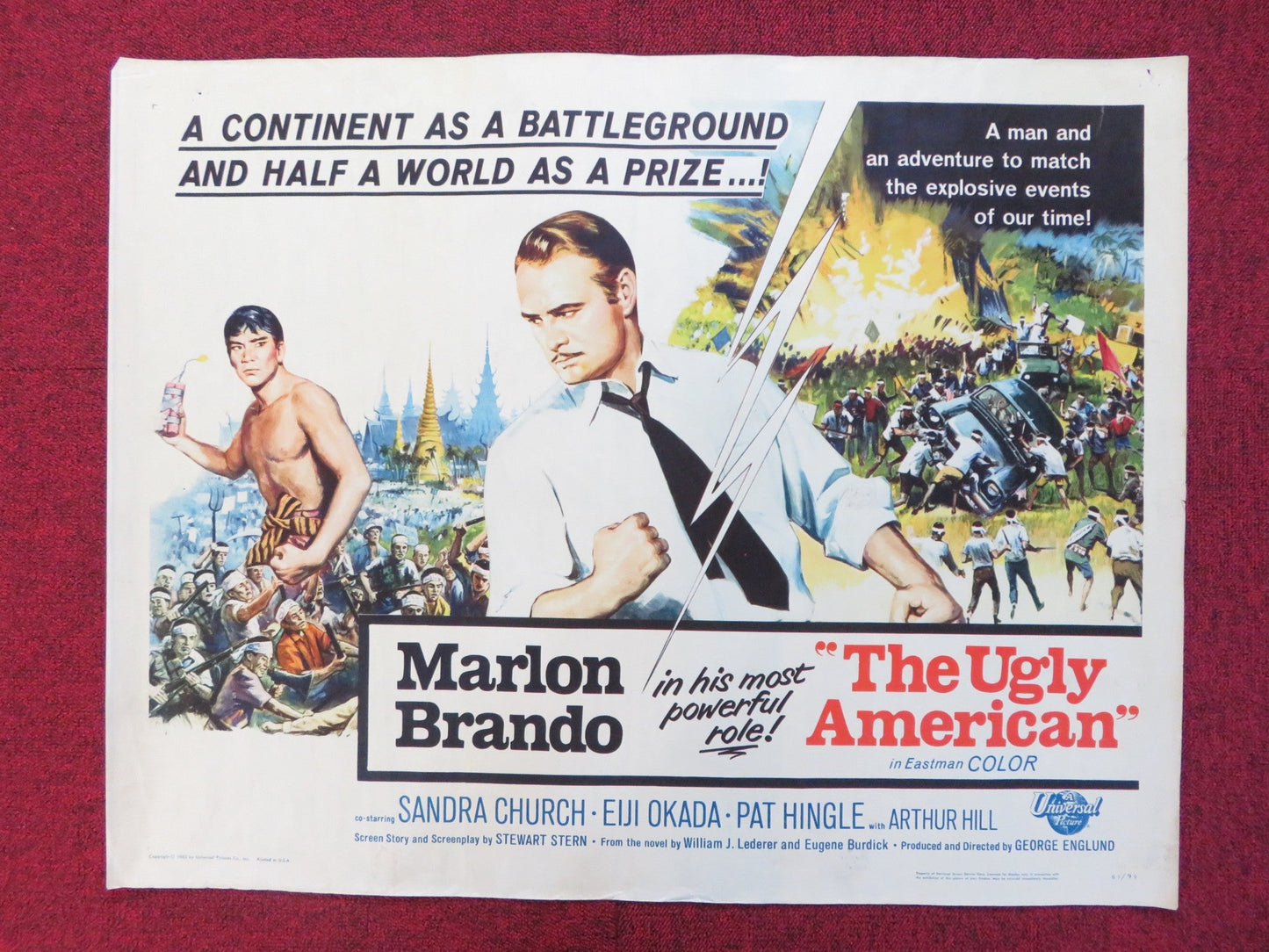THE UGLY AMERICAN US HALF SHEET (22"x 28") POSTER MARLON BRANDO EIJI OKADA 1963 Rendezvous Cinema Movie posters