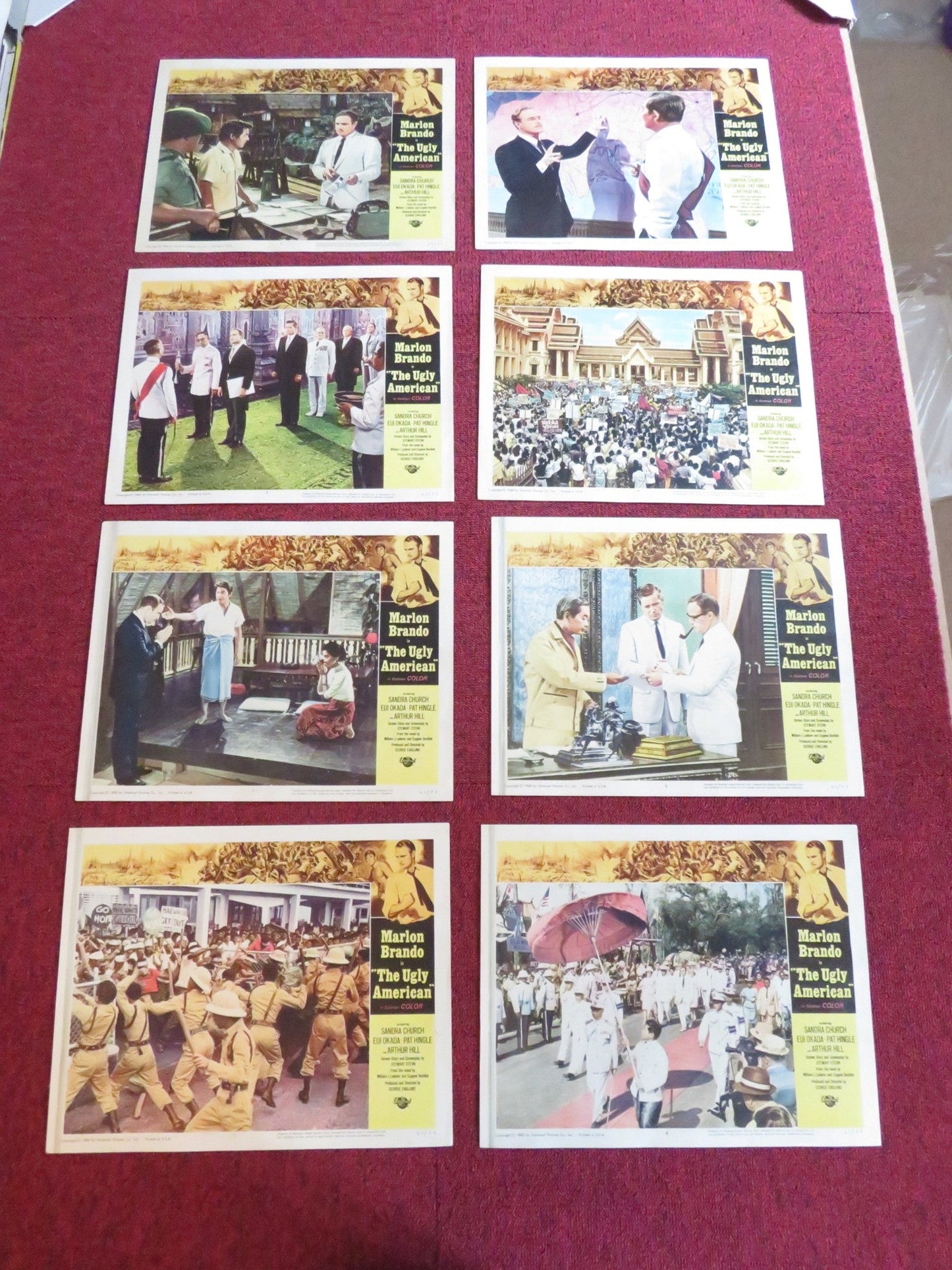 THE UGLY AMERICAN US LOBBY CARD FULL SET MARLON BRANDO SANDRA CHURCH 1963 Rendezvous Cinema Movie posters