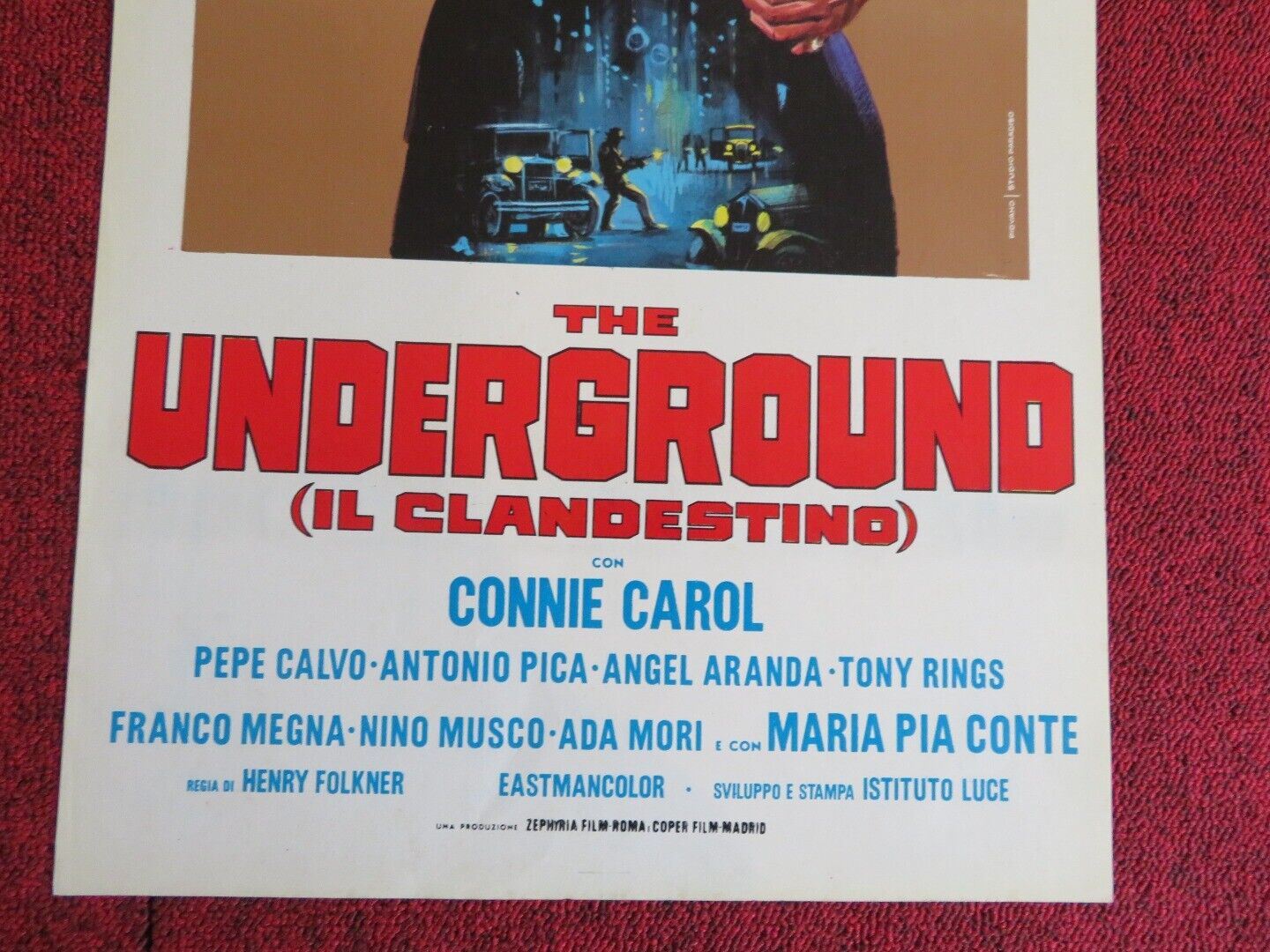THE UNDERGROUND /IL CLANDESTINO ITALIAN LOCANDINA (27.5"x13") POSTER 1970 - Rendezvous Cinema