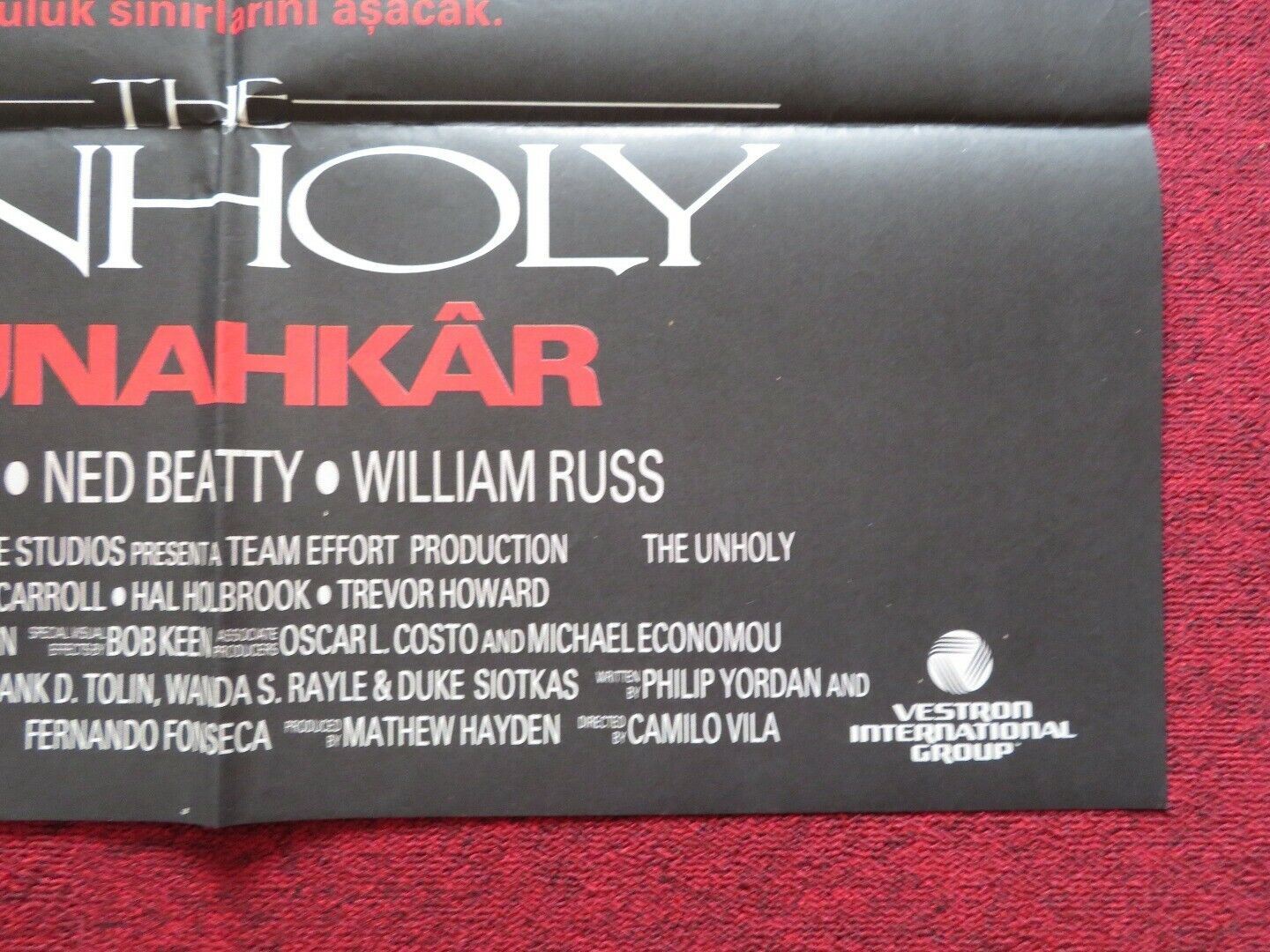 THE UNHOLY FOLDED TURKISH ONE SHEET POSTER RUBEN RABASA NICOLE FORTIER 1988 - Rendezvous Cinema