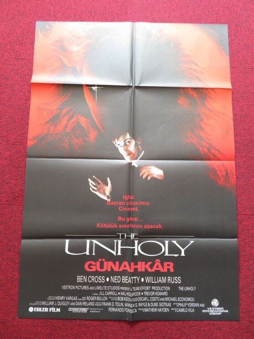 THE UNHOLY FOLDED TURKISH ONE SHEET POSTER RUBEN RABASA NICOLE FORTIER 1988 - Rendezvous Cinema