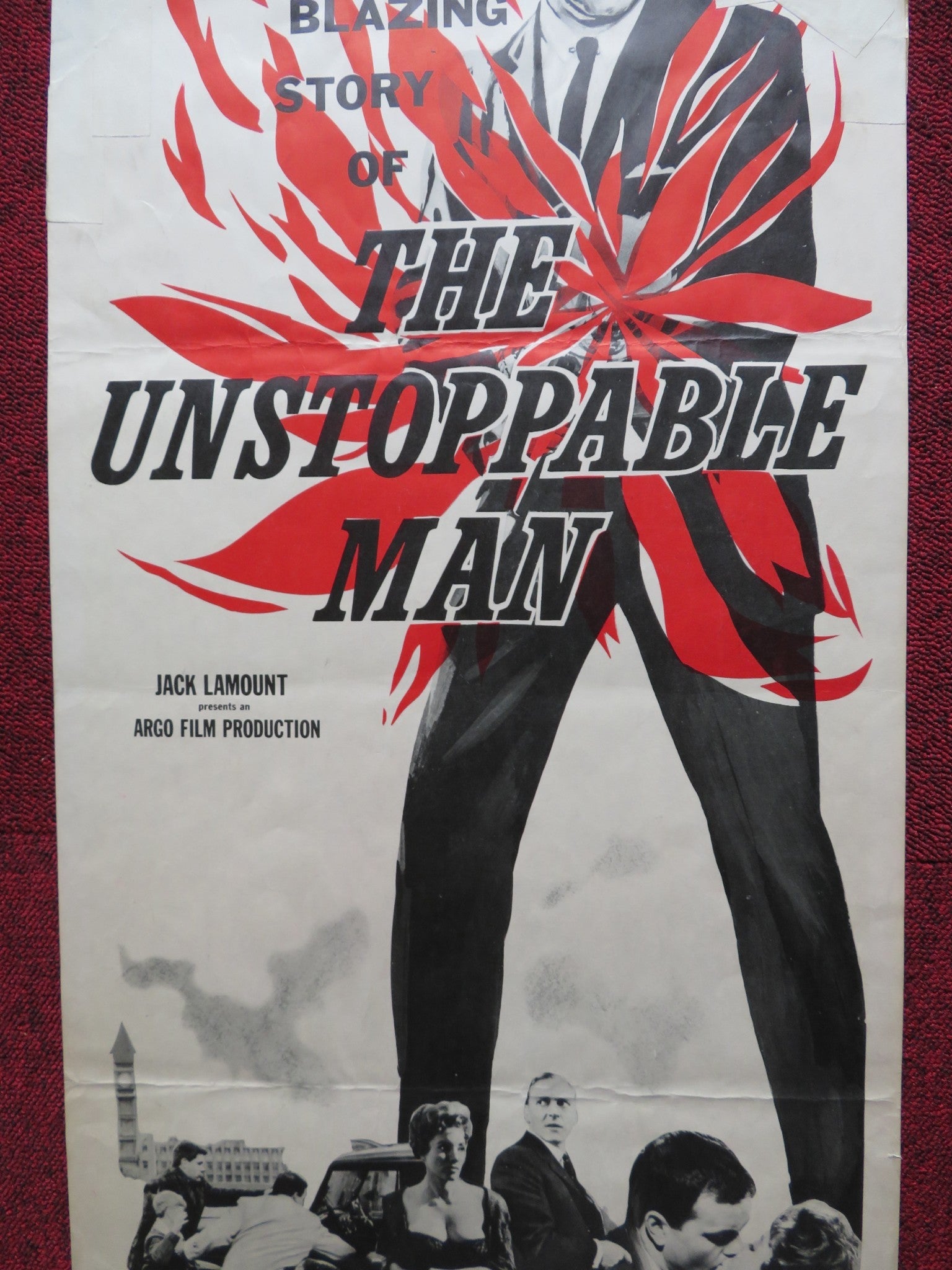 THE UNSTOPPABLE MAN US INSERT (14"x 36") POSTER CAMERON MITCHELL M GORING 1961 Rendezvous Cinema Movie posters