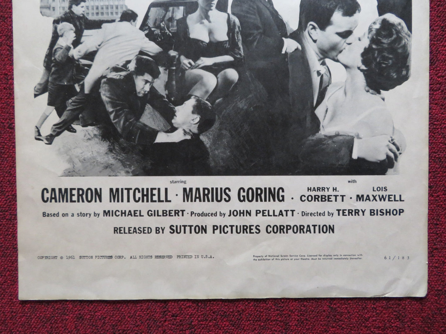 THE UNSTOPPABLE MAN US INSERT (14"x 36") POSTER CAMERON MITCHELL M GORING 1961 Rendezvous Cinema Movie posters