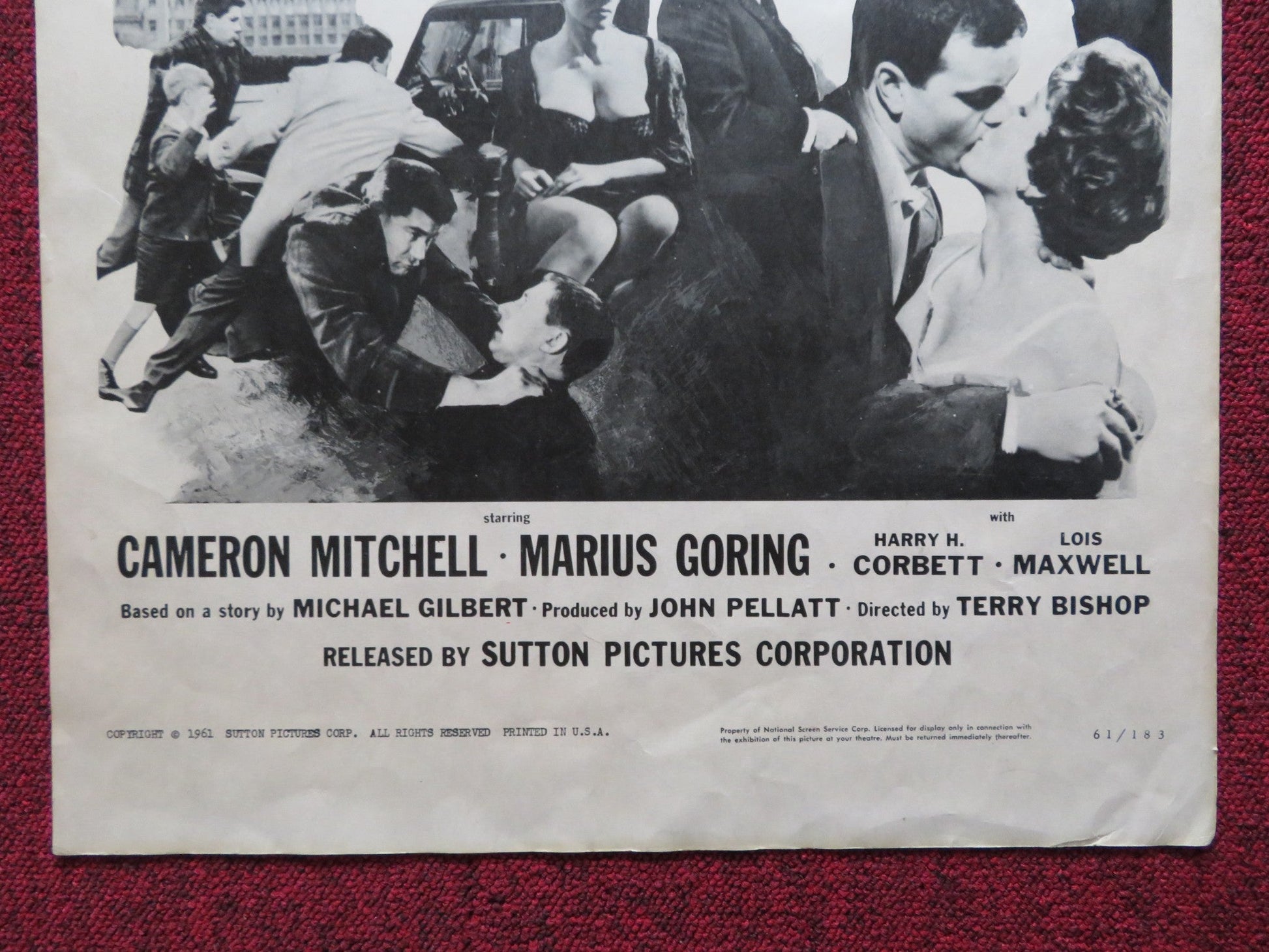 THE UNSTOPPABLE MAN US INSERT (14"x 36") POSTER CAMERON MITCHELL M GORING 1961 Rendezvous Cinema Movie posters