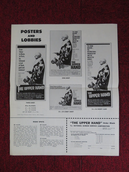 THE UPPER HAND UNCUT PARAMOUNT FOLDED PRESS BOOK GEORGE RAFT GERT FROEBE 1966 Rendezvous Cinema Movie posters