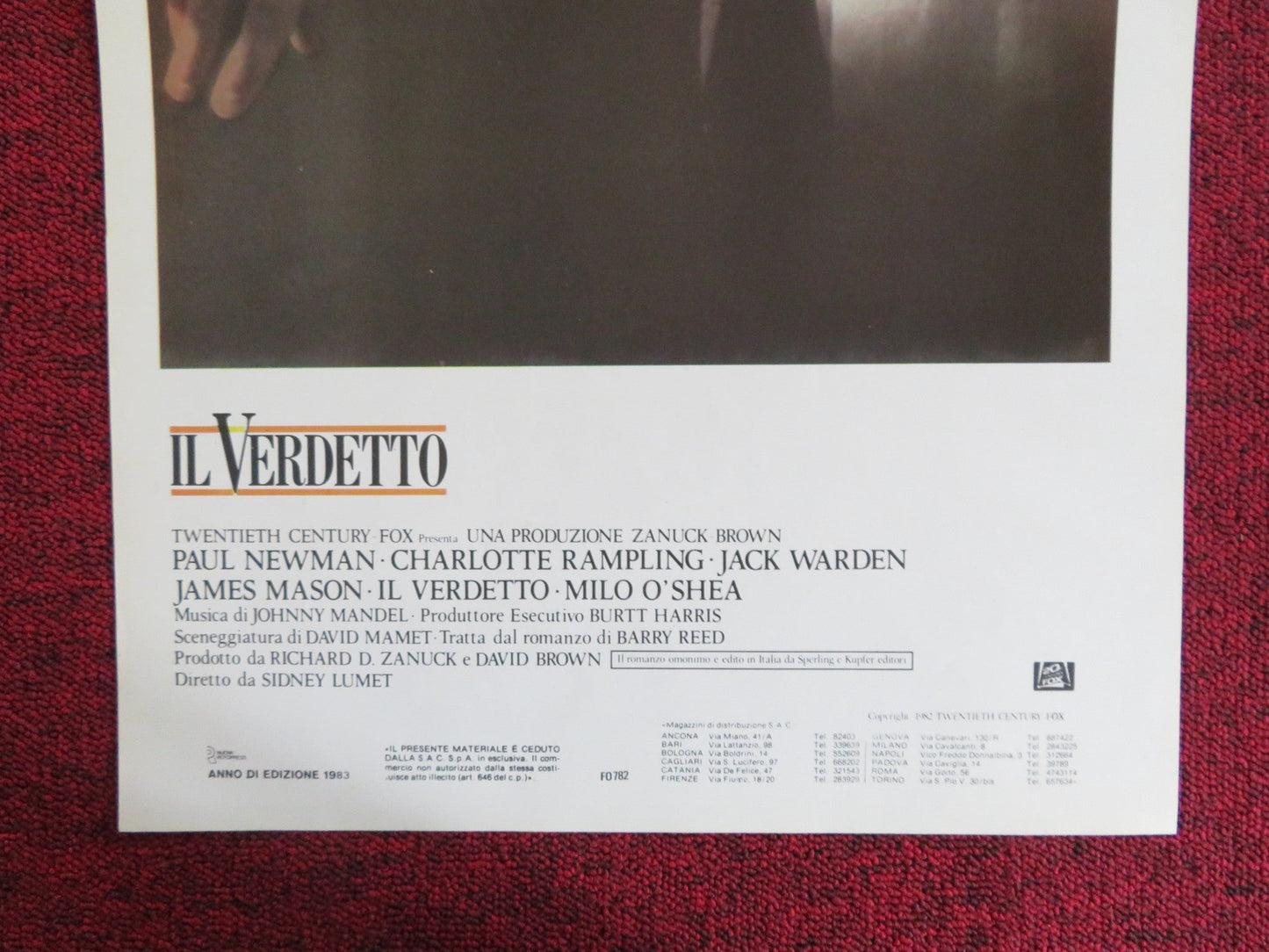THE VERDICT ITALIAN LOCANDINA POSTER PAUL NEWMAN CHARLOTTE RAMPLING 1983 Rendezvous Cinema Movie posters