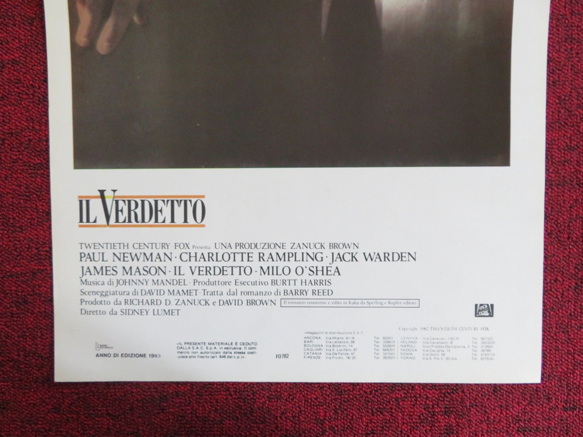 THE VERDICT ITALIAN LOCANDINA POSTER PAUL NEWMAN CHARLOTTE RAMPLING 1983 Rendezvous Cinema Movie posters