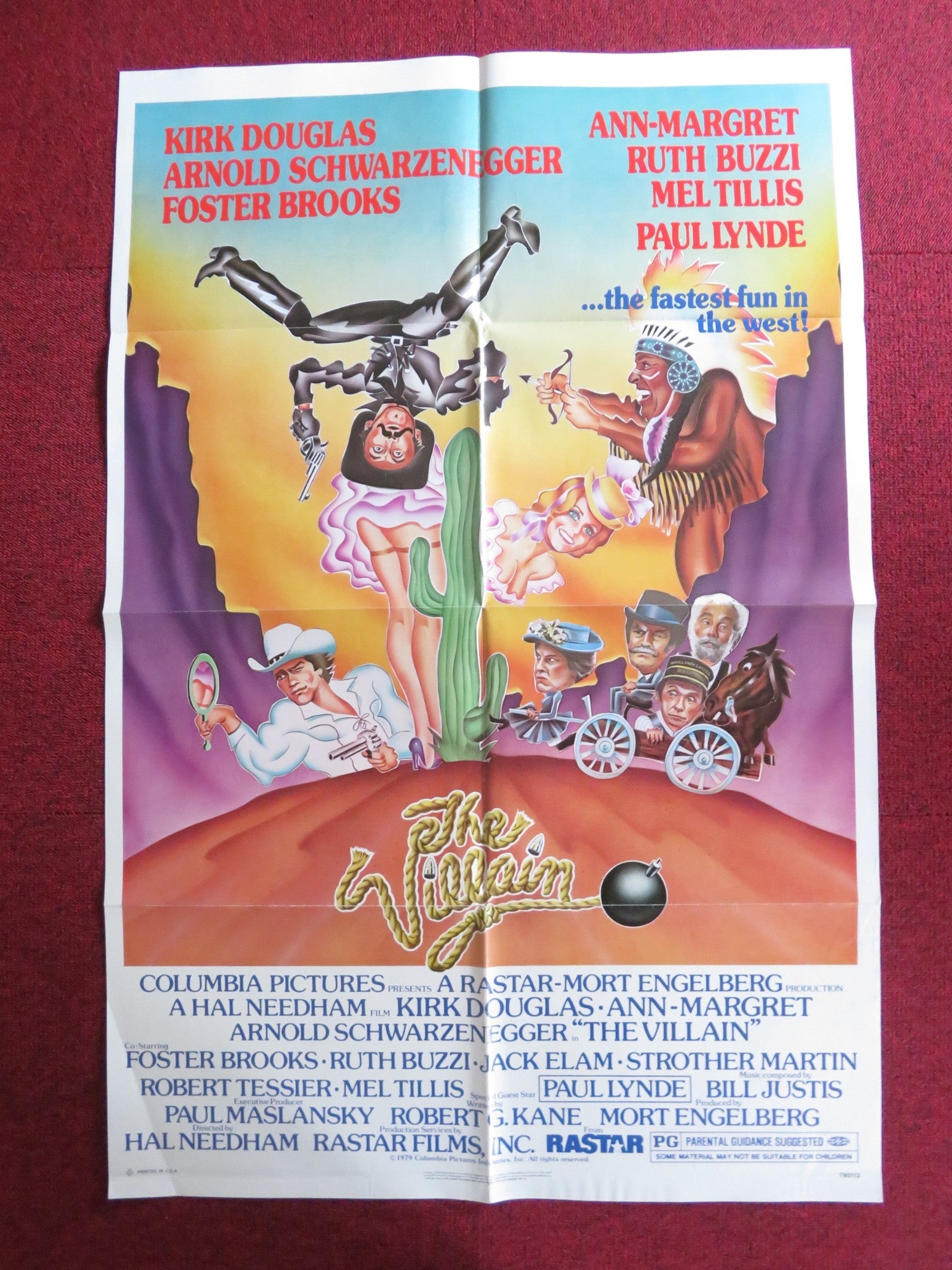 THE VILLAIN FOLDED US ONE SHEET POSTER KIRK DOUGLAS ARNOLD SCHWARZENEGGER 1979 Rendezvous Cinema Movie posters