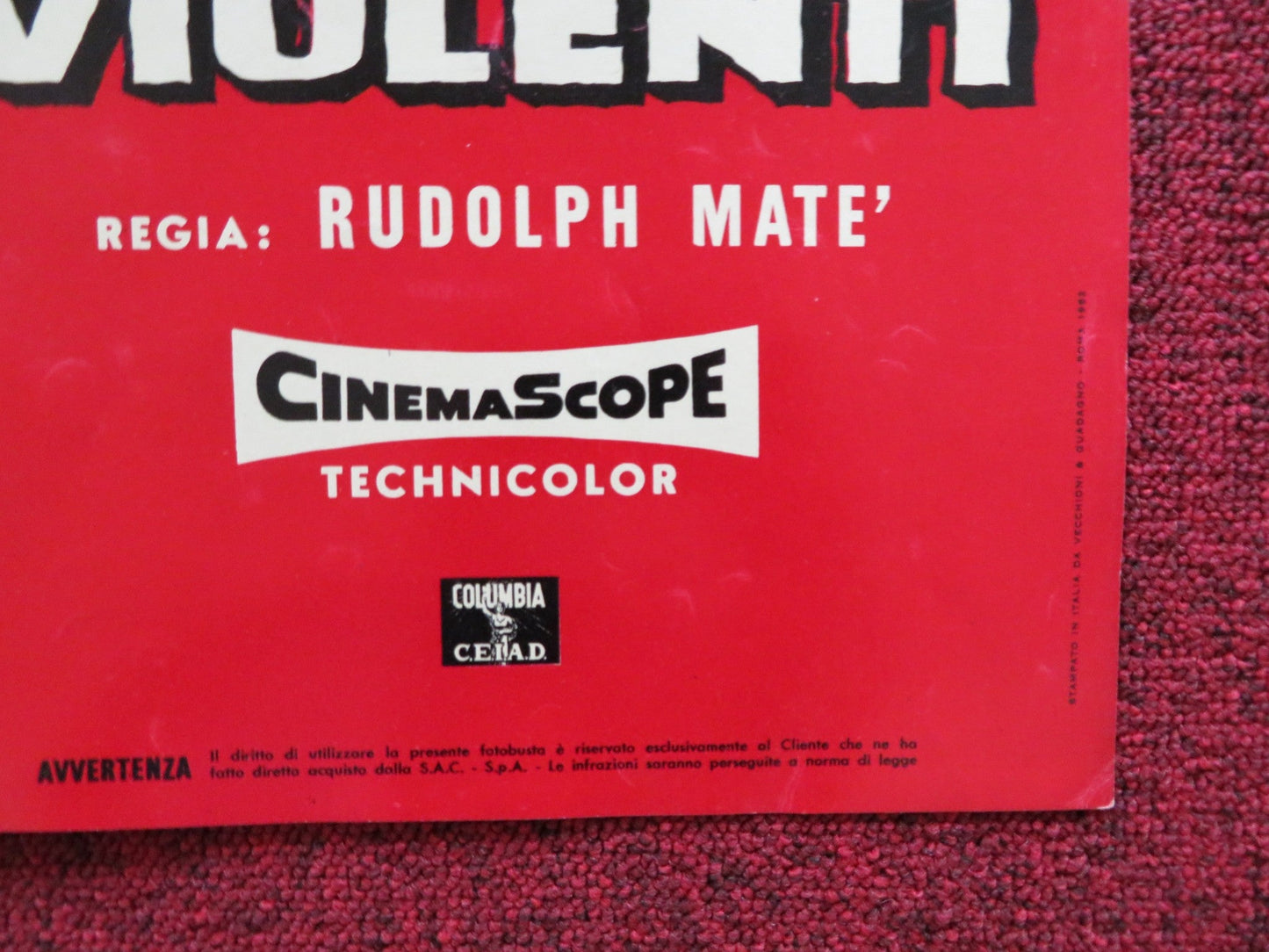 THE VIOLENT MEN - A ITALIAN FOTOBUSTA POSTER GLENN FORD BARBARA STANWYCK 1955 Rendezvous Cinema Movie posters