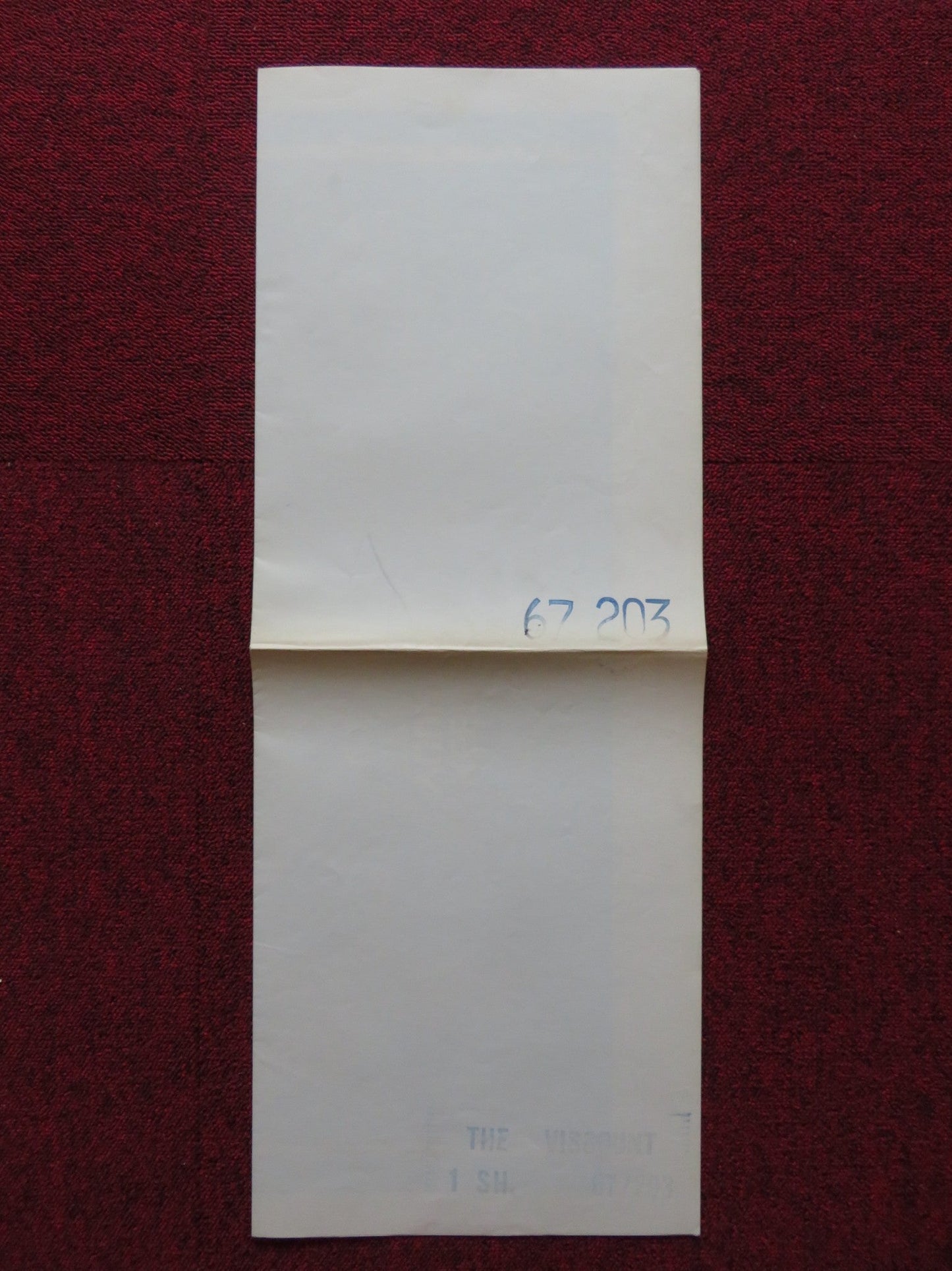 THE VISCOUNT FOLDED US ONE SHEET POSTER KERWIN MATTHEWS EDMOND O'BRIEN 1967 Rendezvous Cinema Movie posters