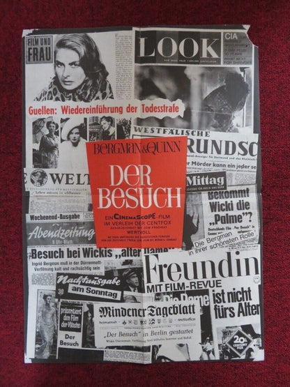 THE VISIT GERMAN POSTER (23.5"x 16.5") INGRID BERGMAN ANTHONY QUINN 1964 Movie posters