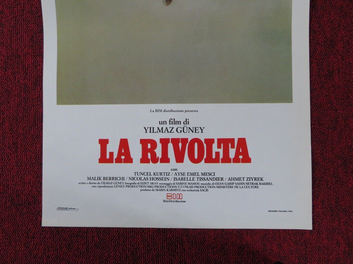 THE WALL ITALIAN LOCANDINA (27.5"x13") POSTER TUNCEL KURTIZ AYSE ELEL MESCI '84 Movie posters