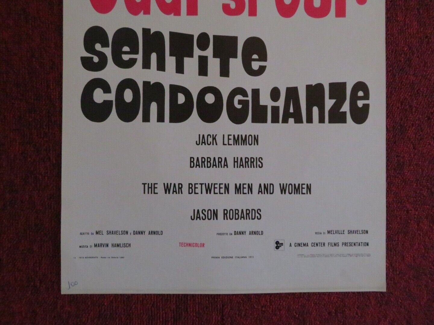 The War Between Men and Women ITALIAN LOCANDINA (27.5"x12.5") POSTER 1972 Movie posters