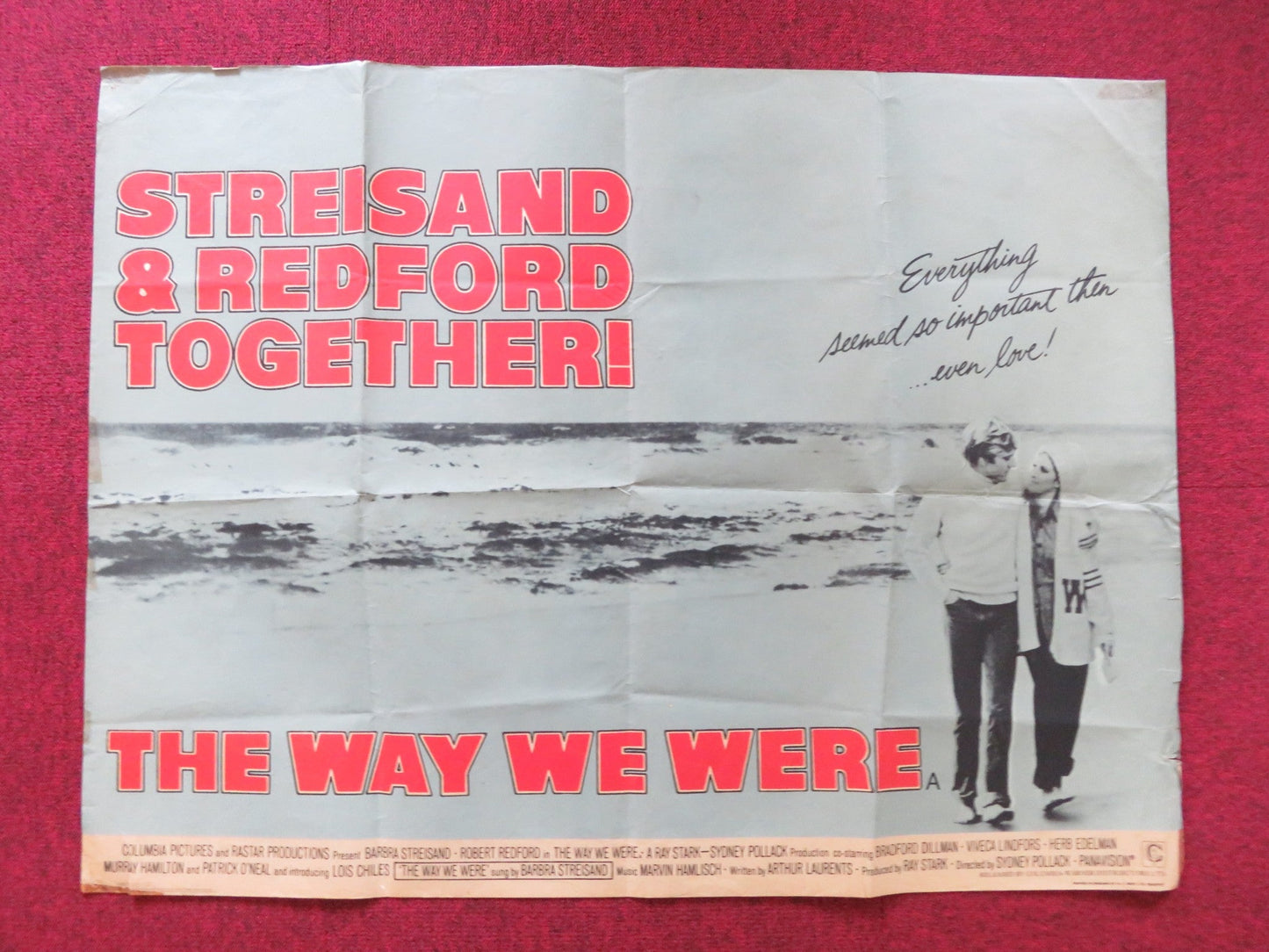 THE WAY WE WERE UK QUAD POSTER FOLDED BARBRA STREISAND ROBERT REDFORD 1973 Rendezvous Cinema Movie posters
