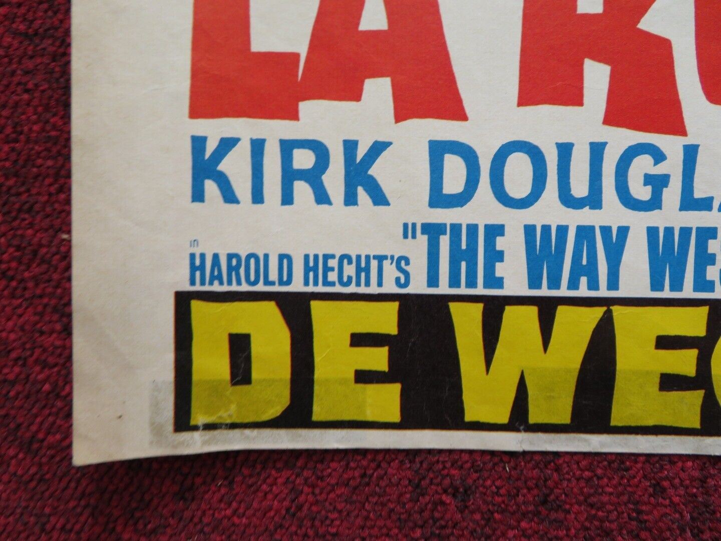 THE WAY WEST FRENCH ROLLED POSTER KIRK DOUGLAS ROBERT MITCHUM 1967 Rendezvous Cinema Movie posters