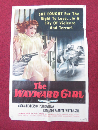 THE WAYWARD GIRL FOLDED US ONE SHEET POSTER MARCIA HENDERSON PETER WALKER 1957 Rendezvous Cinema Movie posters