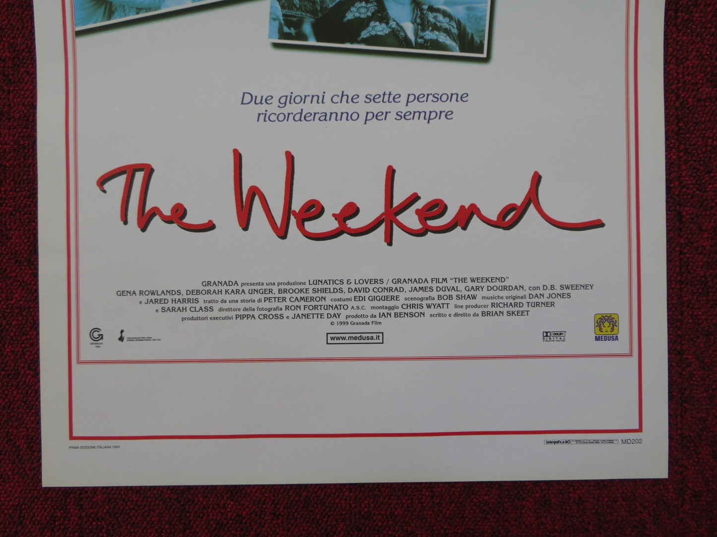 THE WEEKEND ITALIAN LOCANDINA POSTER GENA ROWLANDS BROOKE SHIELDS 1999 Rendezvous Cinema Movie posters