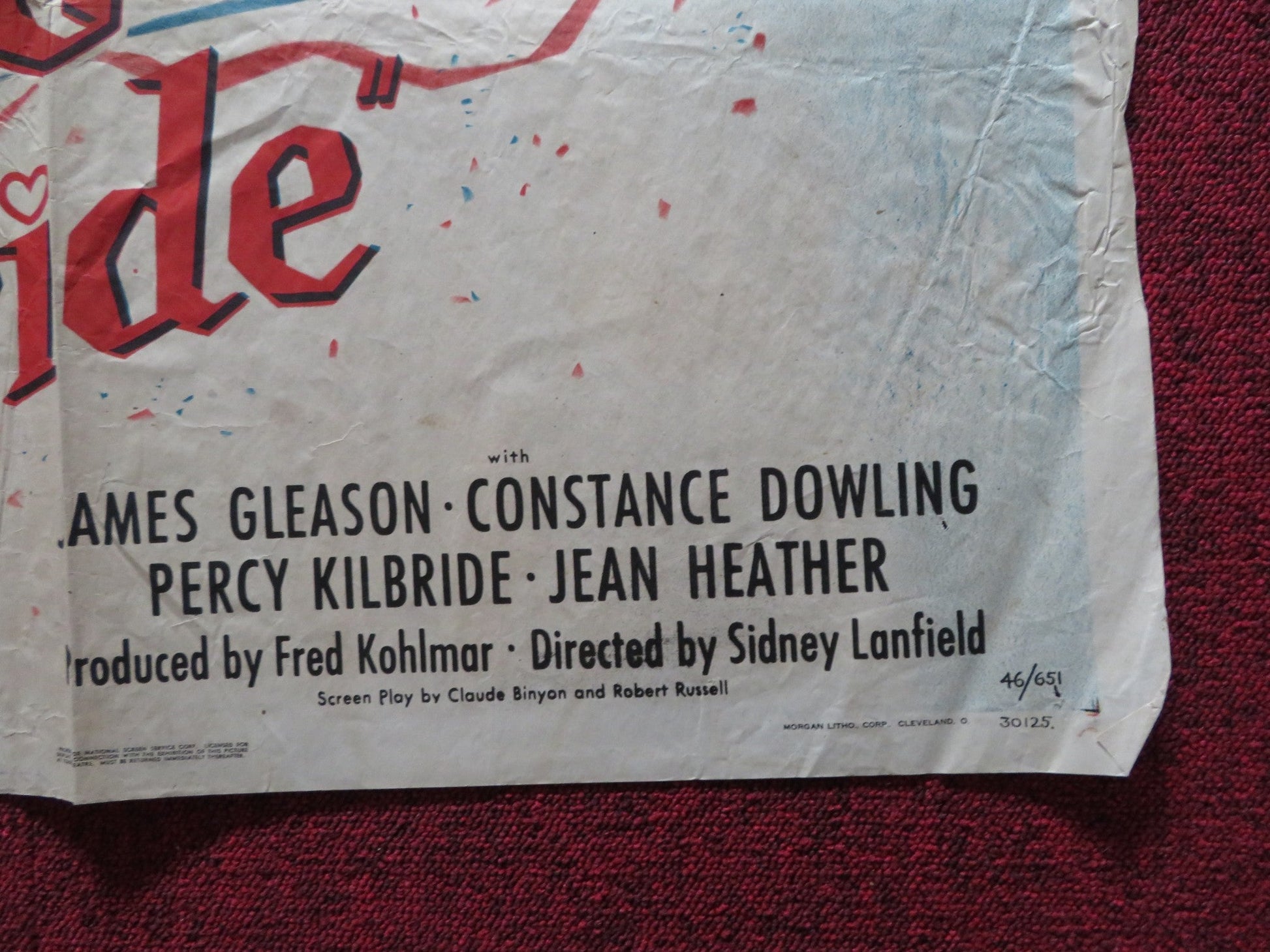 THE WELL GROOMED BRIDE FOLDED US ONE SHEET POSTER OLIVIA DEHAVILLAND 1946 Rendezvous Cinema Movie posters