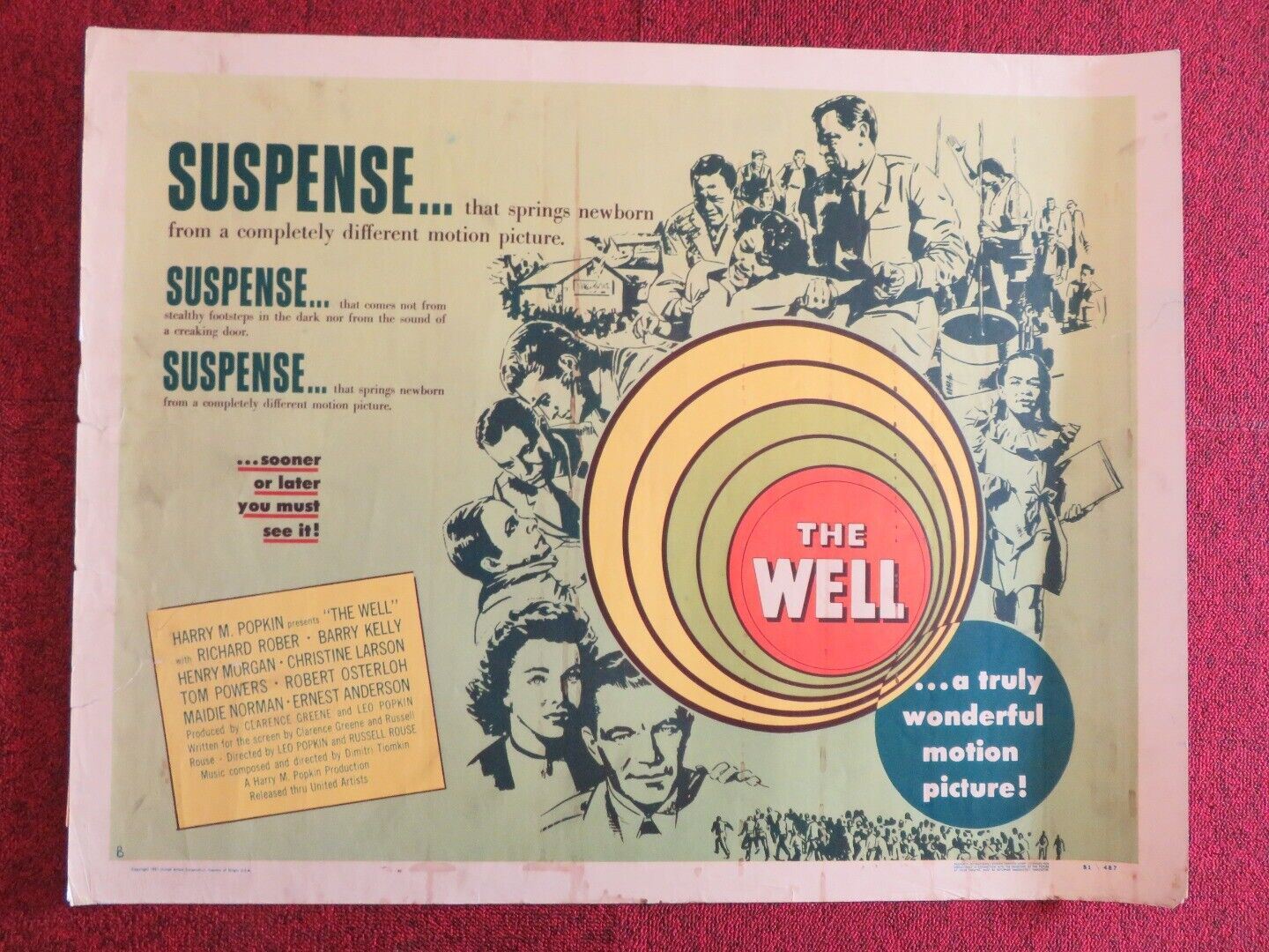 THE WELL US HALF SHEET (22"x 28") POSTER RICHARD ROBER BARRY KELLY 1951 Movie posters