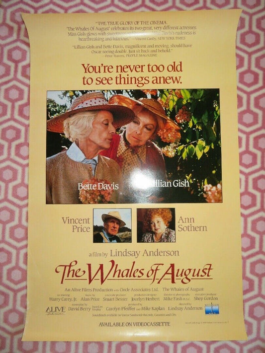 THE WHALES OF AUGUST US ONE SHEET ROLLED POSTER BETTE DAVIS VINCENT PRICE 1987 Movie posters