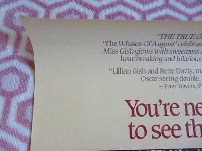 THE WHALES OF AUGUST US ONE SHEET ROLLED POSTER BETTE DAVIS VINCENT PRICE 1987 Movie posters