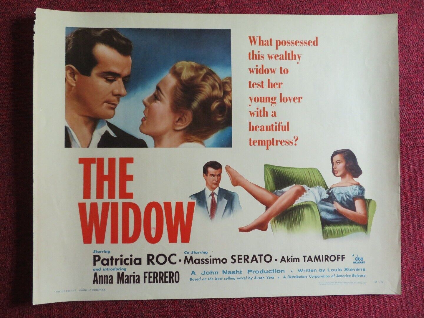 THE WIDOW US HALF SHEET (22"x 28") POSTER PATRICIA ROC AKIM TAMIROFF 1957 - Rendezvous Cinema